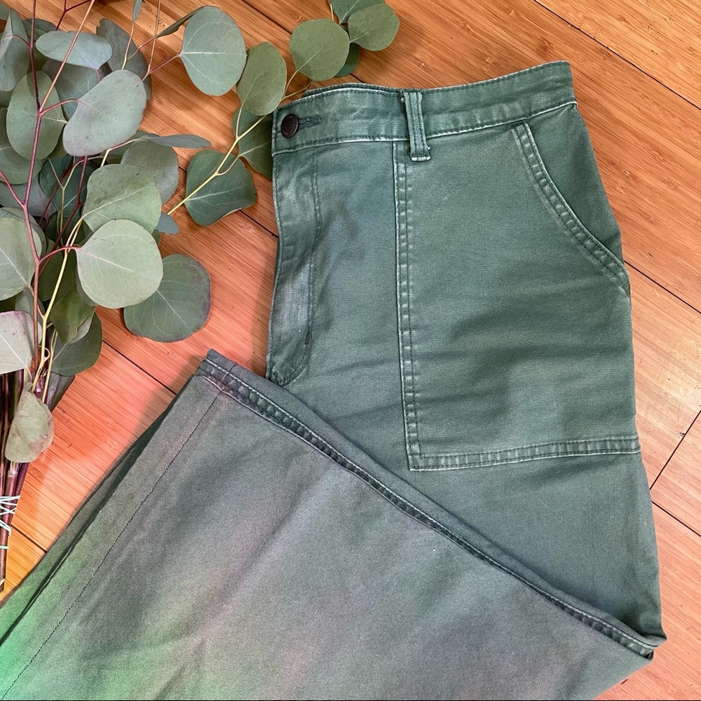 Green Wide Leg Cropped Pants